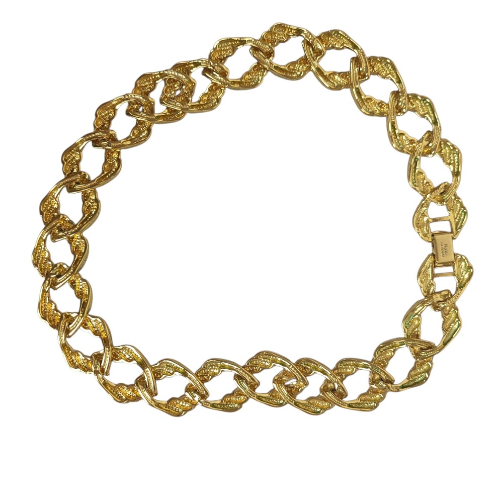 Vintage Napier Gold Tone Chunky Chain Collar Necklace 16" Statement Rope Knot - Picture 4 of 8